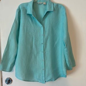 Like new JJill light turquoise linen shirt. Size S